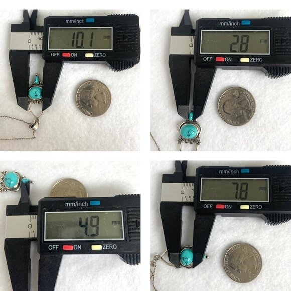 Sterling Silver 925 Scrollwork Turquoise Cabochon Pendant Necklace 16"-18" Chain - Picture 9 of 16